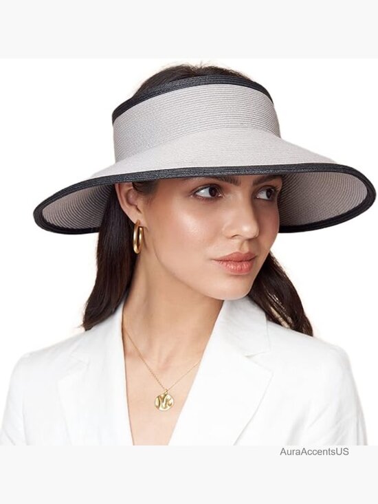 Women\'s Straw Sun Visor Hat UPF 50+ Packable Wide Brim Breathable Travel Beach main image 6